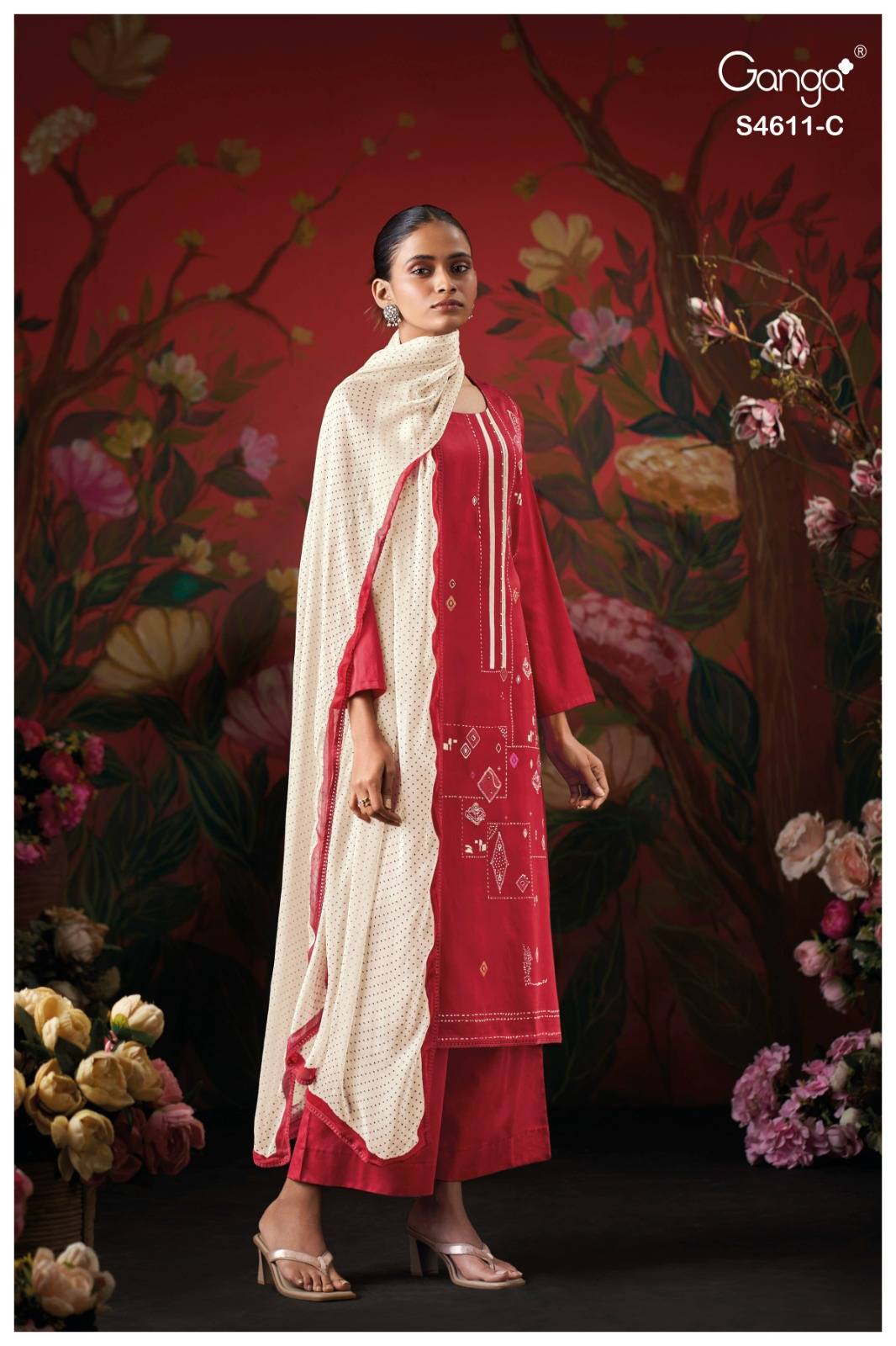 NIVRA 4611SERIES BY GANGAFASHION Stylish Beautiful Colourful COTTON SATIN Dresses At Wholesale Price